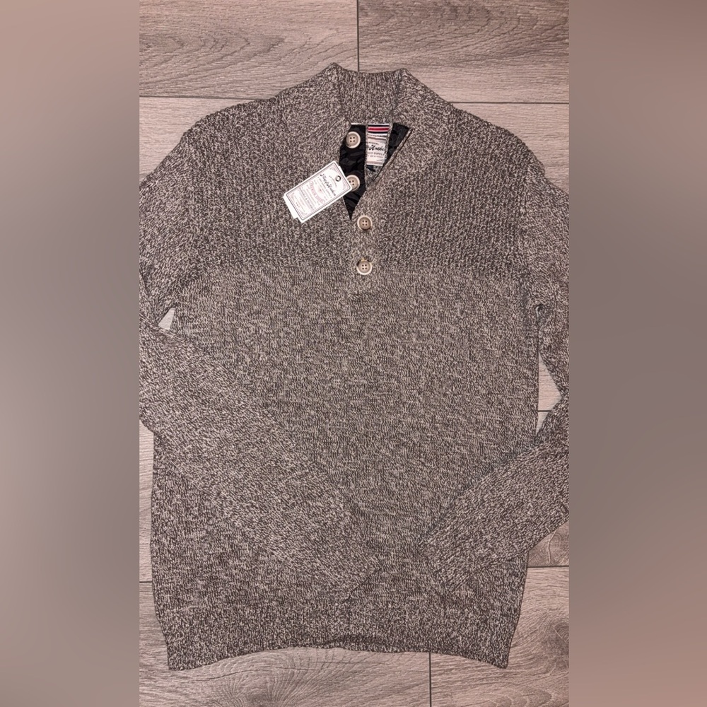 Flag & Anthem Dry Goods Size Medium Men’s 1/4 Button Sweater Heavy Brown New WT